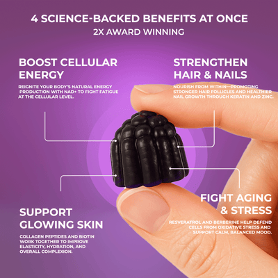 NuraGen Berry Bliss Gummies | Collagen + Biotin + NAD+